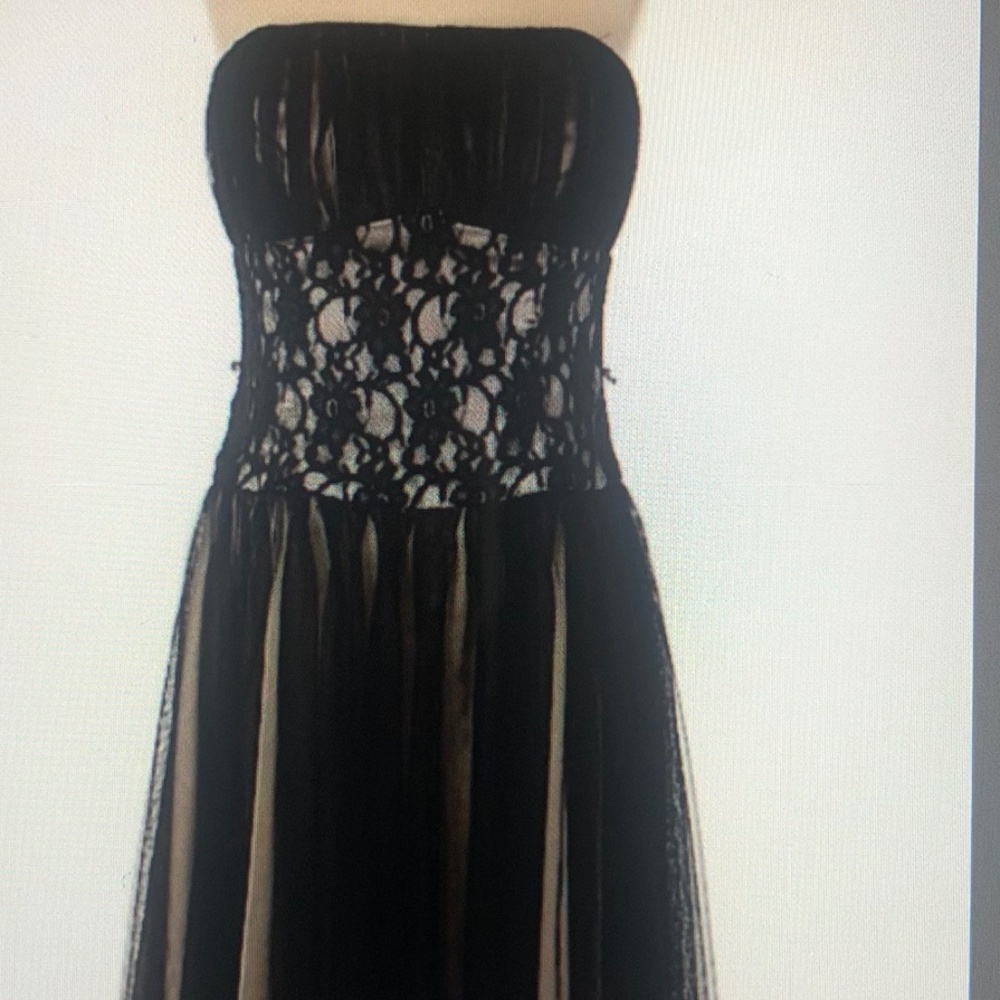 White House Black Market Dresses | Black Lace Tulle Overlay Dress with Waist Tie
